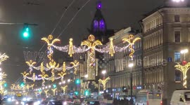 Streets of St Petersburg are decorated for the New Year Eve, Russia