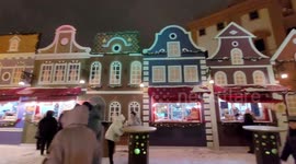 Christmas fair town is set on Manezh square in St Petersburg, Russia