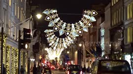 Royal-themed Christmas Lights dazzle outside Fenwick store on Bond Street in Mayfair