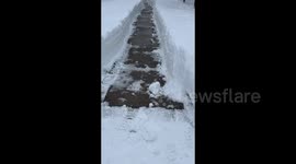 Large layer of snow as winter storm hits Watertown, NY, USA
