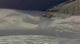 Street in Watertown, New York slammed with heavy snowfall