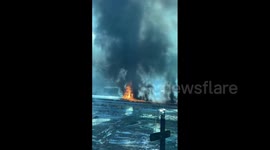 Huge smoke cloud after fire breaks out on highway near Seoul, South Korea