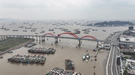 Fishing Boats Escape Cold Wave in Zhoushan, China