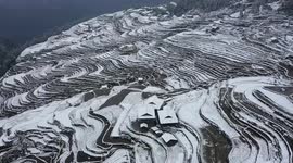 Kapang Terraced Snow Scenery In Guizhou, China