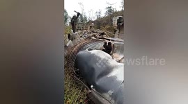 Large rocket debris burn in southern China’s village