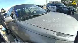 Heroic moment good Samaritans help officers rescue 65-year-old cyclist trapped under stolen car