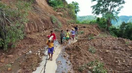 Drone footage captures huge landslide in Philippines