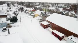 Drone footage shows Buffalo buried under snow after historic blizzard