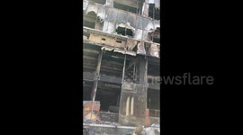 Aftermath of the fire that killed 19 people at Poipet casino in Cambodia