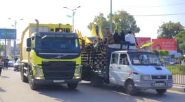 Palestinians attend a rally marking the 58th anniversary of Fatah movement foundation in Gaza