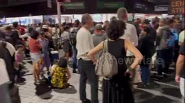 Town Hall train station and other stations shut out large crowds of people trying to get home in Sydney, Australia