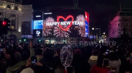 Hundreds gather at iconic Piccadilly Circus to celebrate New Year in London
