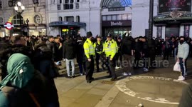 Riots and clashes spread in Piccadilly Circus during NYE celebrations