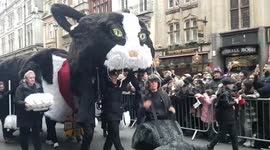 Crowds turn out for wonderfully eccentric London New Year's Parade as it makes a return to the streets in full