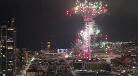 New Year 2023: Fireworks Show At Space Needle In Seattle