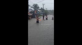 Unusual Christmas Party Game: Who Can Swim the Fastest in the Flood!