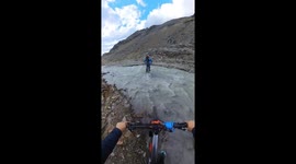 Biking trough Glacier river