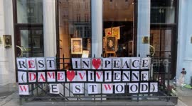 Tribute at Vivienne Westwood stores in London following fashion icon's death