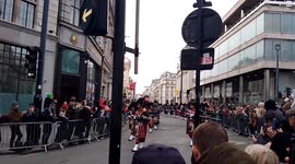 Bagpipes and drums joined the marching to celebrate new year in london