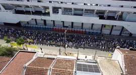 Drone footage of thousands paying tribute at Pele's funeral in Sao Paulo, Brazil