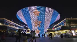 Fans Pay Tribute To Lionel Messi on A Giant Screen In Shanghai, China