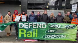 Mick Lynch joins picket line at Euston station during first rail strikes of 2023