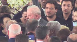 Brazil President Lula at the wake of the late Pelé in Santos