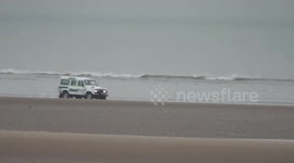 Footage of Search and Rescue operation on the Blackpool shoreline