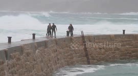 Daredevil Pier Jumpers swept into sea