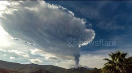 Timelapse of huge Mount Etna volcano eruption