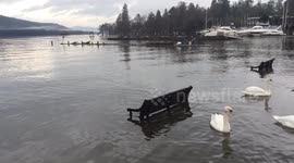 Bowness Promenade Submerged after flooding from Storm Desmond