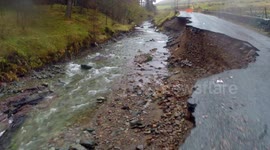 GoPro footage of severely damaged Lake District road.