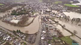 Drone footage of submerged Cumbria