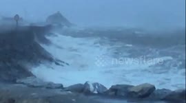 Huge waves pound Irish coast