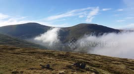 Pretty footage of clouds over Welsh mountains