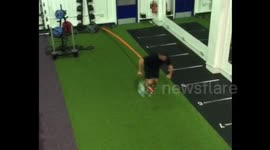 Gym fail! Bungee cord snaps and hits man in back