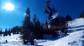 Snowboard jump gone wrong