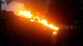 Three car pile-up causes huge fire on Chinese motorway