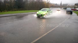 Flooded Road in Greater Manchester
