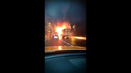 Lorry burns in middle of M62 motorway near Wakefield