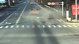 Lorry crushes tractor turning a corner