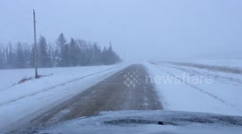 Winter storms in Manitoba, Canada make driving conditions treacherous