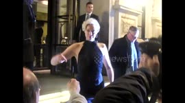 Gwendoline Christie leaves hotel to attend Star wars premiere