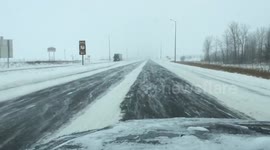 Snow storm leaves highway incredibly slippery