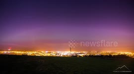The Northern Lights (Aurora Borealis) over Derry, Northern Ireland