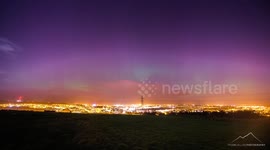Northern Lights visible over Derry, Northern Ireland