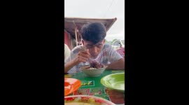 Man dozes off while eating and his scorched by his hot meal