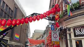 Chinese New Year preparations, Chinatown, London