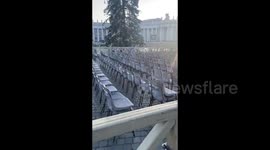 St Peter’s Square in the Vatican City prepped for the funeral of Pope Benedict XVI