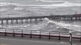 US bomb cyclone destroys pier in Santa Cruz County, California